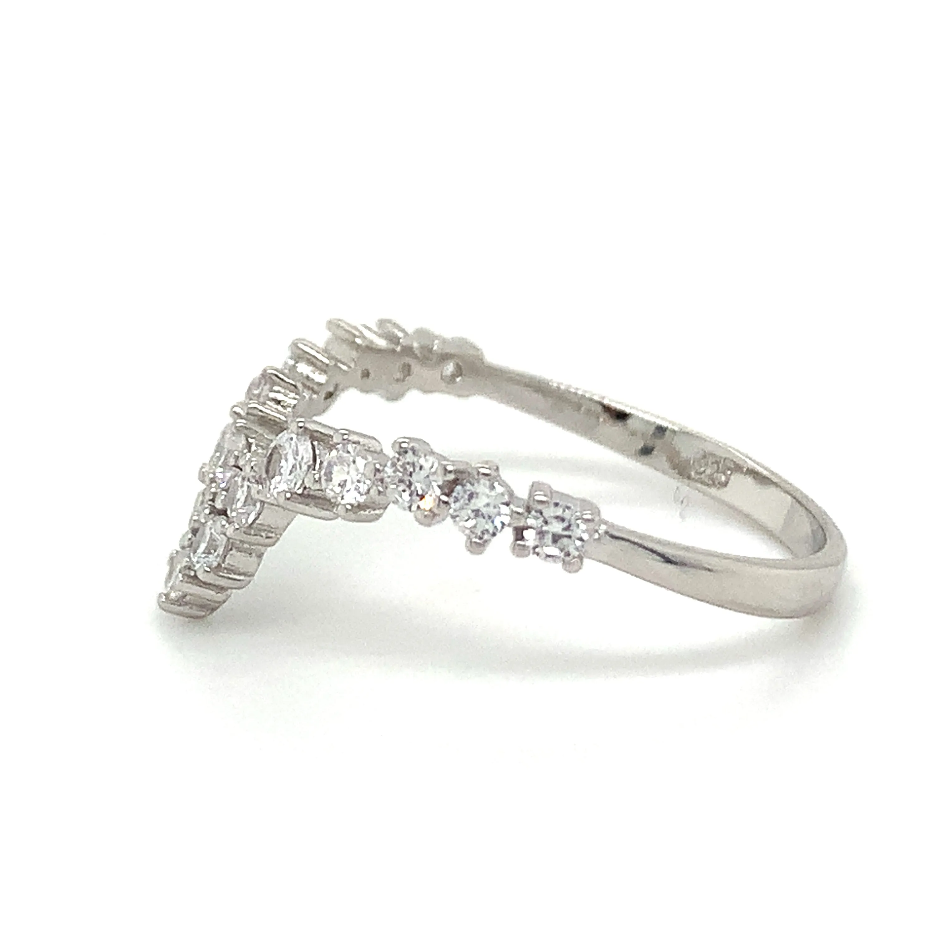 Sterling Silver Scattered CZ Crown Ring