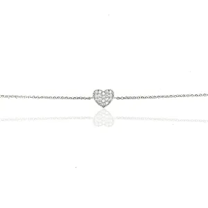 Sterling Silver Small CZ Heart Bracelet