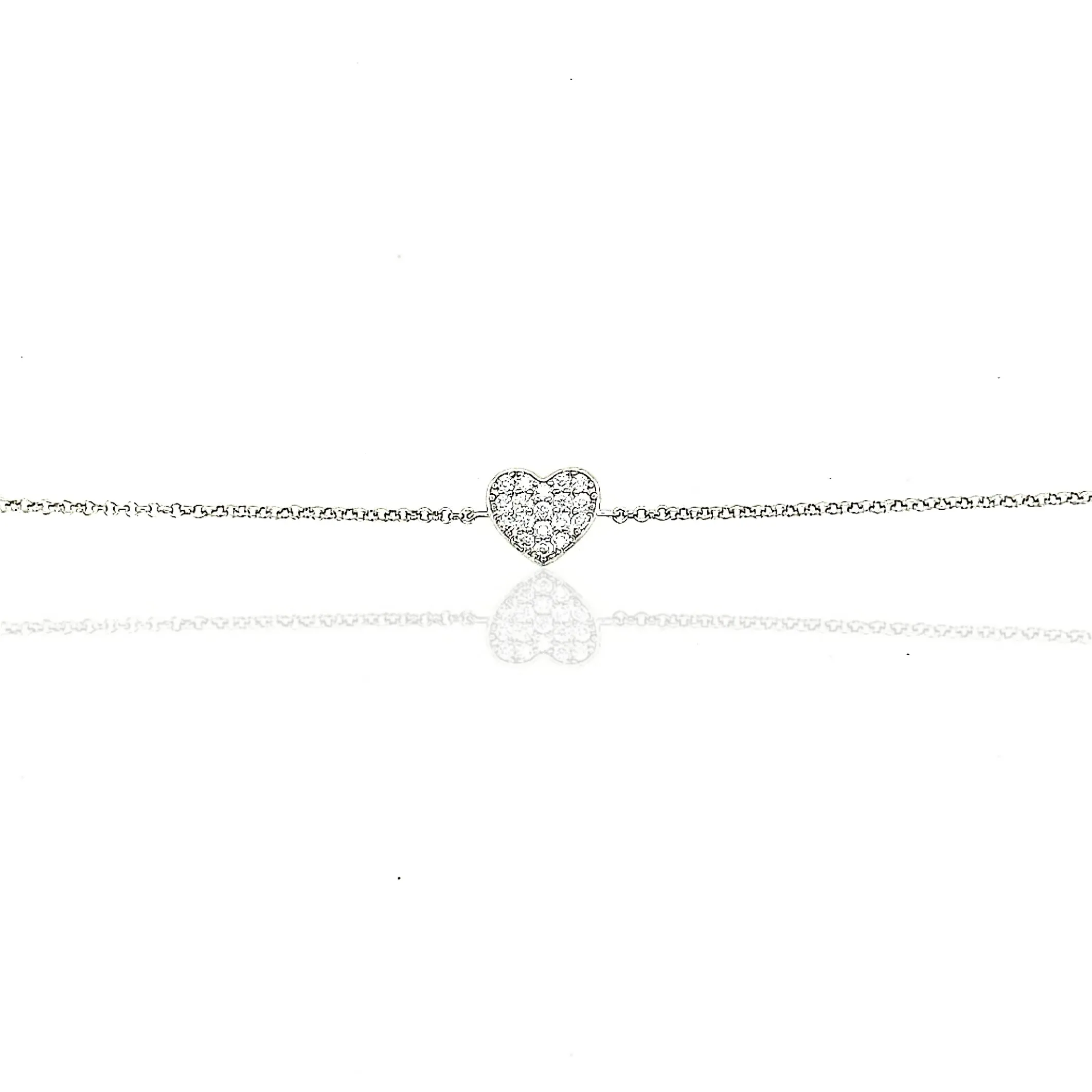 Sterling Silver Small CZ Heart Bracelet