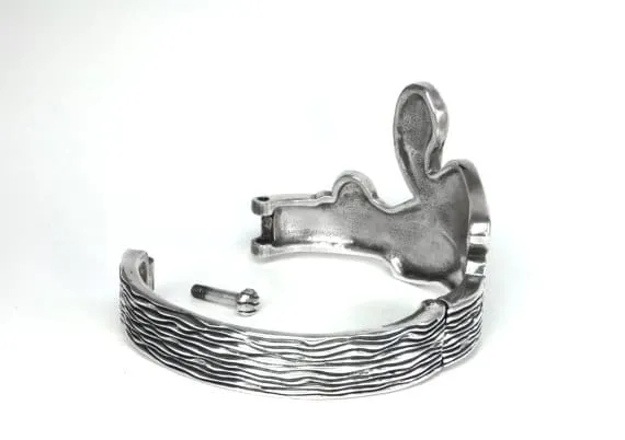 Swan Bracelet, Sterling Silver Cuff Bracelet with a Sculpted Bird