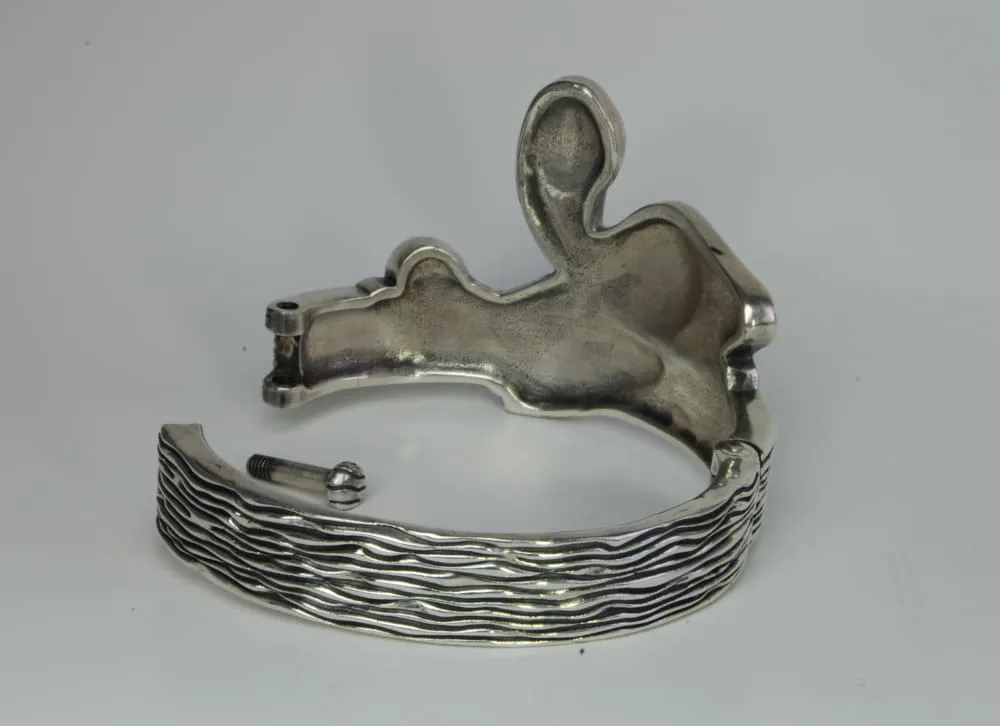 Swan Bracelet, Sterling Silver Cuff Bracelet with a Sculpted Bird