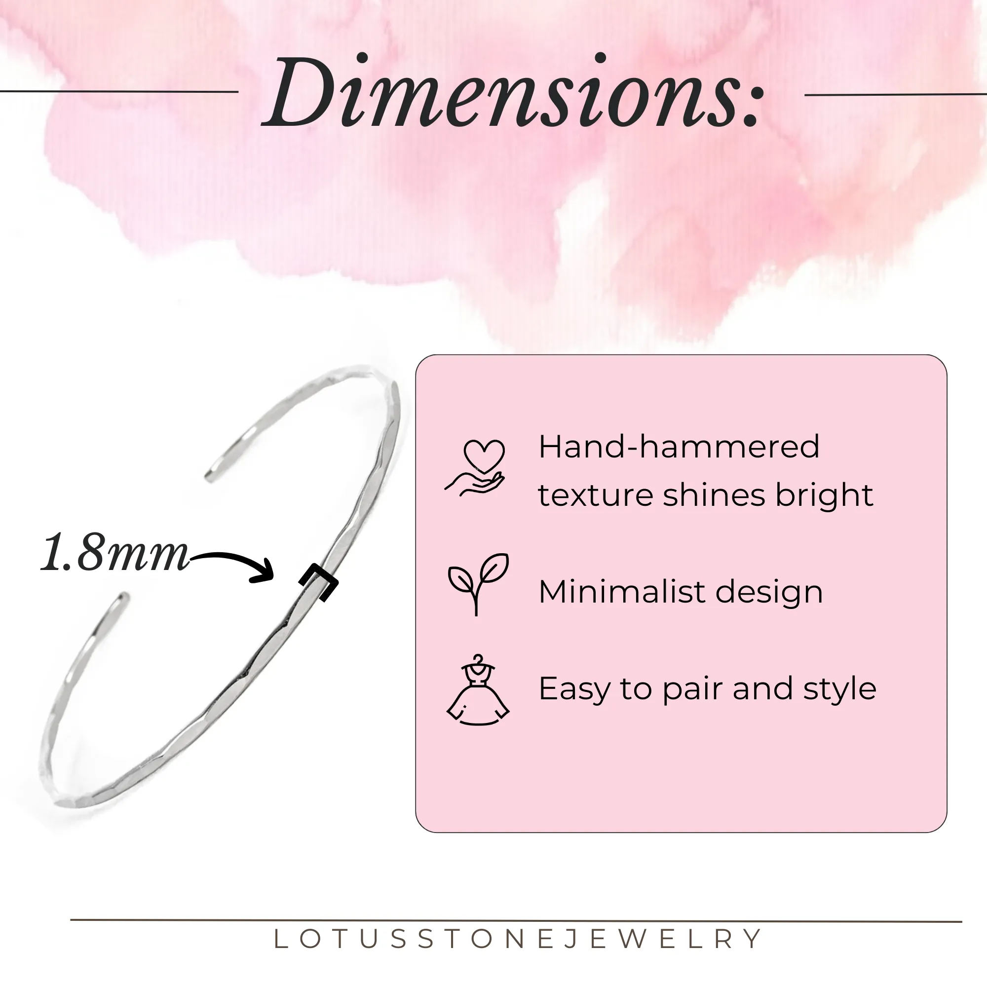 Thin Hammered 14K White Gold Cuff Bracelet