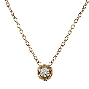 TINY HEXAGON WITH DIAMOND NECKLACE